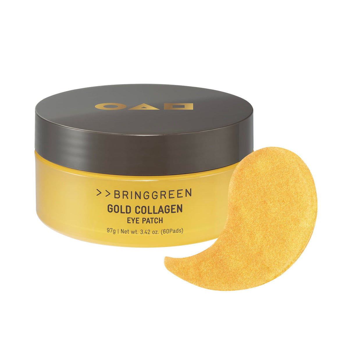 BRING GREEN Squid Game Edition gold collagen eye patch box showcases luxe skincare ritual packaging.