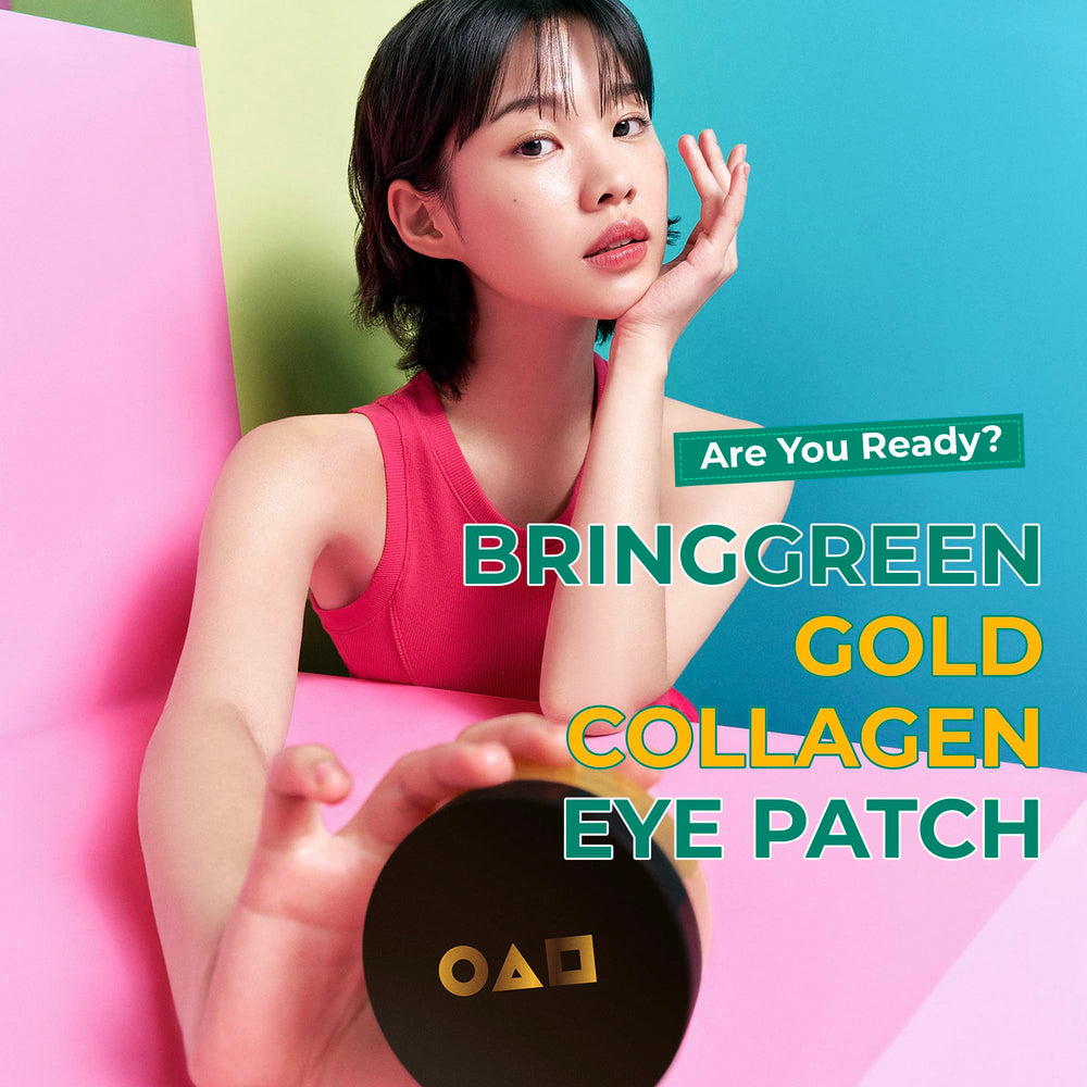 BRING GREEN Squid Game Edition hydrogel patches adhesion closeup demonstrates secure, comfortable fit.