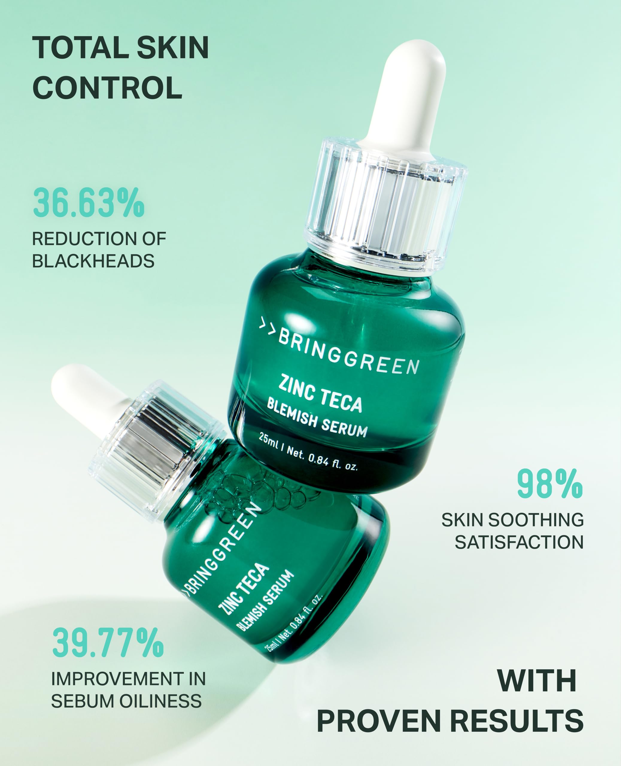 BRING GREEN Zinc Teca Serum morning routine shot emphasizes quick daily-use step.