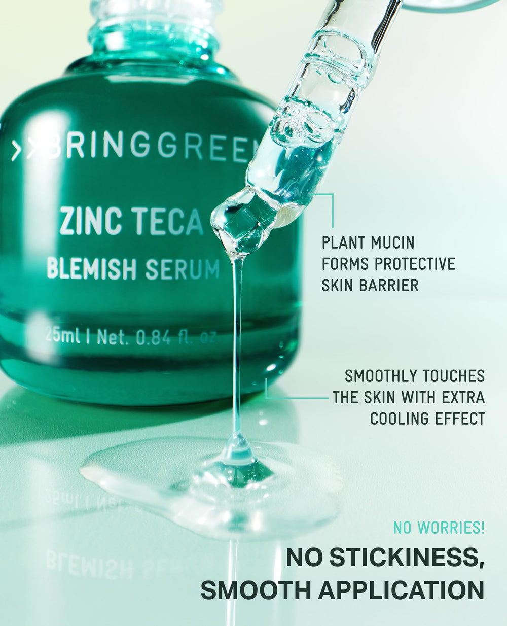 BRING GREEN Zinc Teca Serum night routine image implies gentle nightly renewal.
