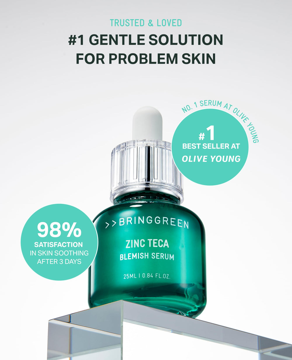 BRING GREEN Zinc Teca Serum packaging front highlights clean Korean skincare branding.