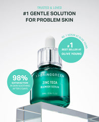 BRING GREEN Zinc Teca Serum packaging front highlights clean Korean skincare branding.