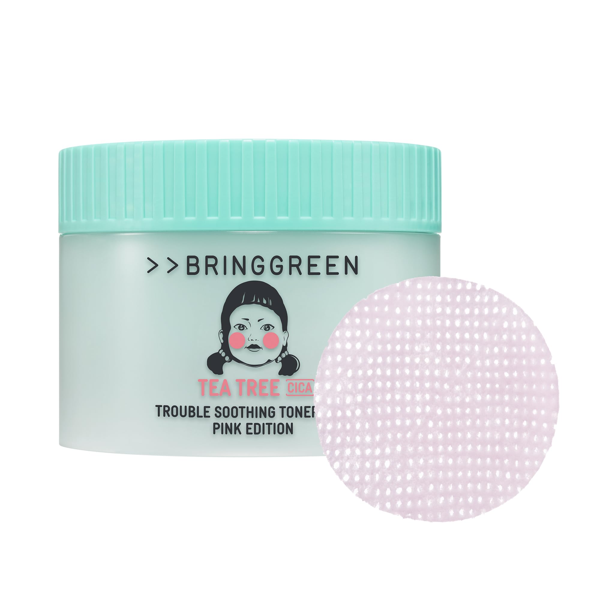 BRINGGREEN squid-game edition toner pad pink promotes soothing relief for red irritated skin