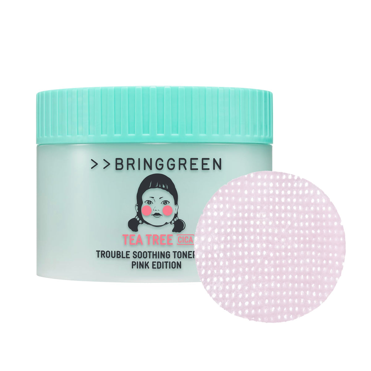 BRINGGREEN squid-game edition toner pad pink promotes soothing relief for red irritated skin