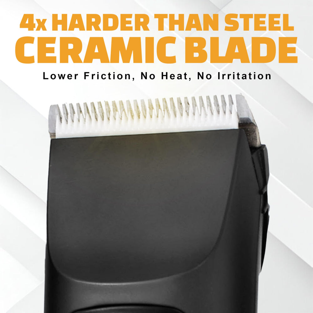 Brio Beardscape V1 ceramic blade close-up showing durable, cool-cutting action