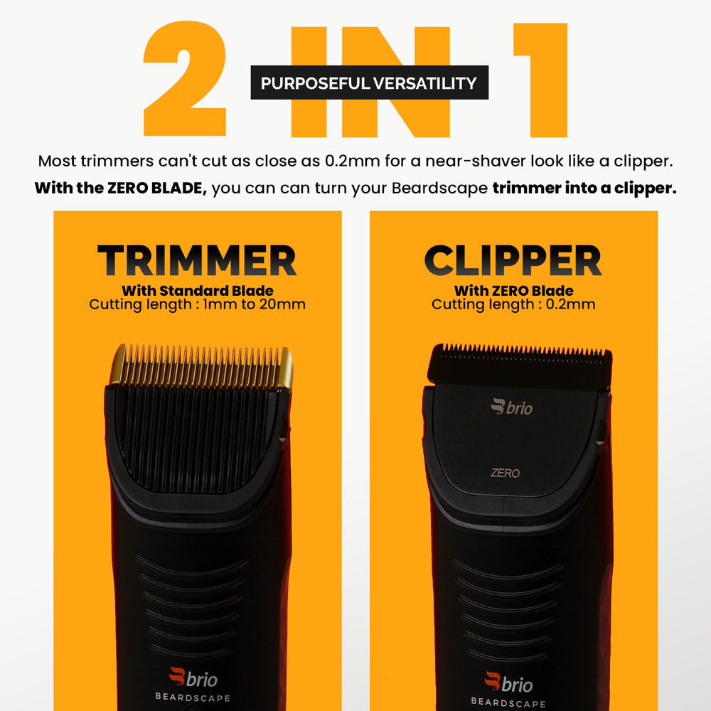 Brio Zero Blade used for meticulous mustache detailing and precise trimming