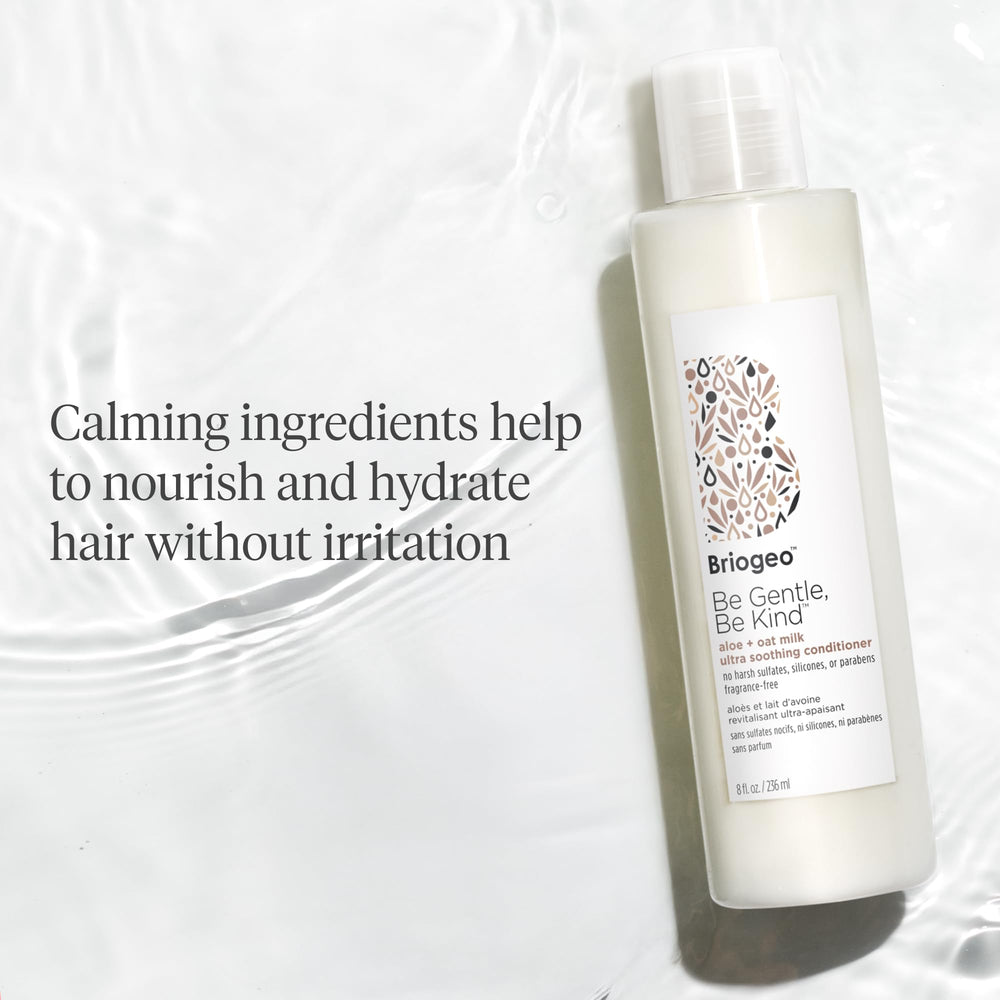 Briogeo Aloe Oat Milk Conditioner pump dispensing shows easy, precise application.