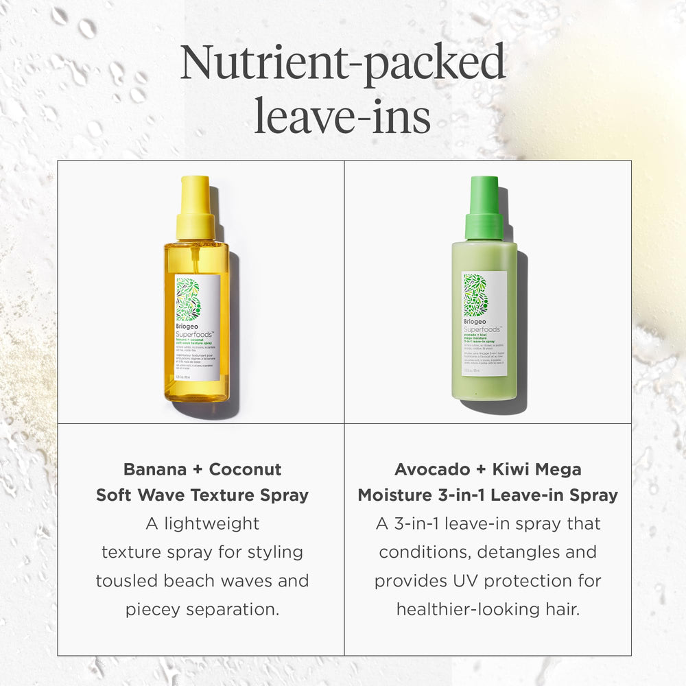 Briogeo Avocado + Kiwi Mega Moisture UV protection label signals sun defense