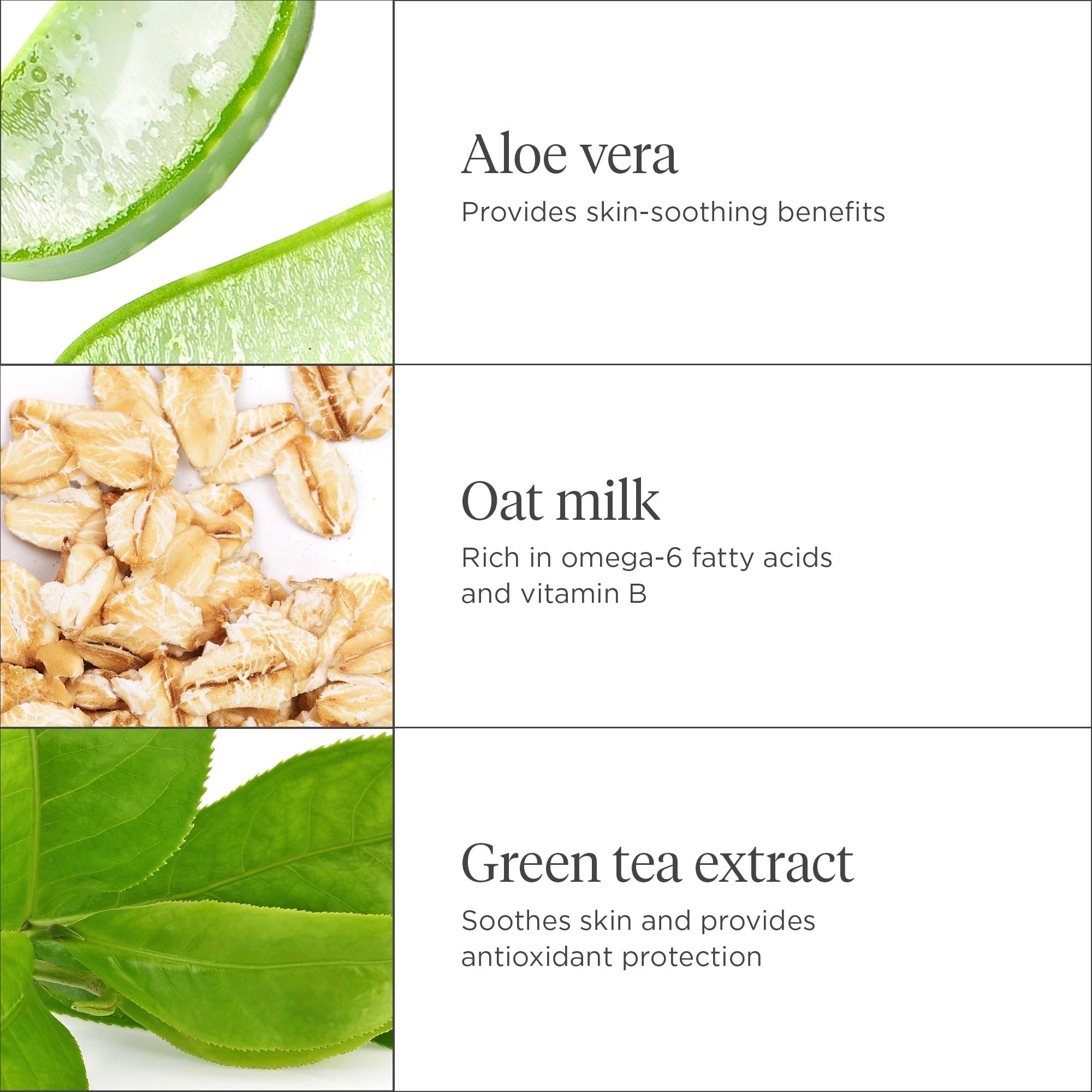 Briogeo aloe-oat-milk ingredients image shows soothing botanicals for reactive skin.
