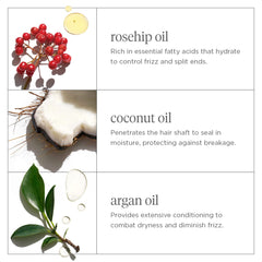 Briogeo Coconut oil bottle demonstrates moisture sealing to protect hair.
