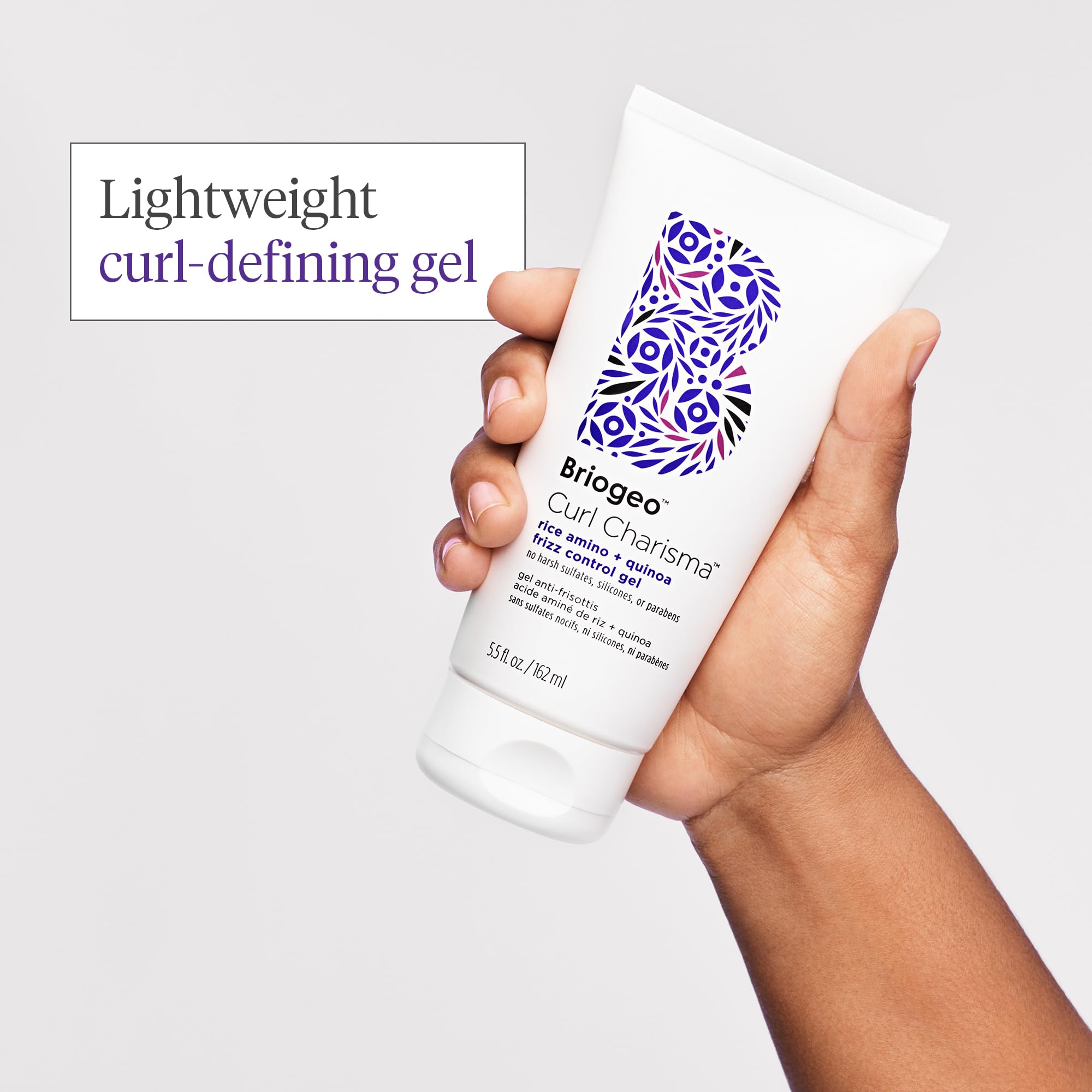 Briogeo Curl Charisma texture closeup shows smooth, frizz-control formula for humidity resistance.