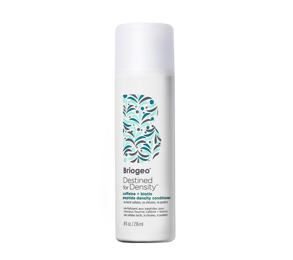 Briogeo Destined For Density bottle close-up highlighting lightweight hydration for fine hair