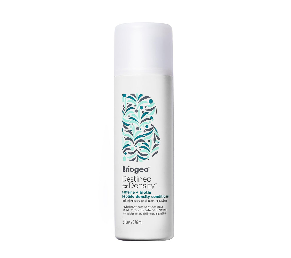 Briogeo Destined For Density bottle close-up highlighting lightweight hydration for fine hair