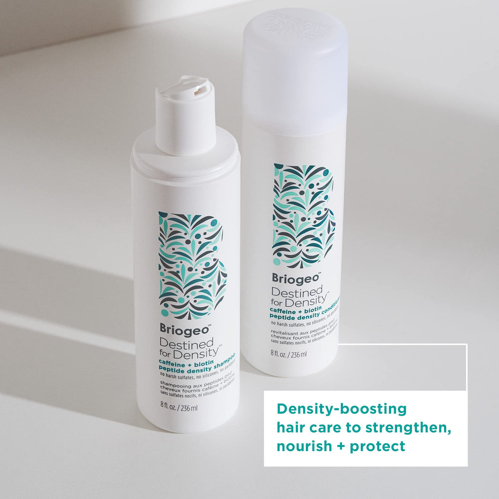 Briogeo Destined For Density packaging with vegan cruelty-free jar and pump