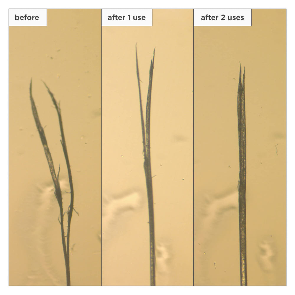 Briogeo Don't Despair, Repair leave-in pump close-up highlighting easy application.