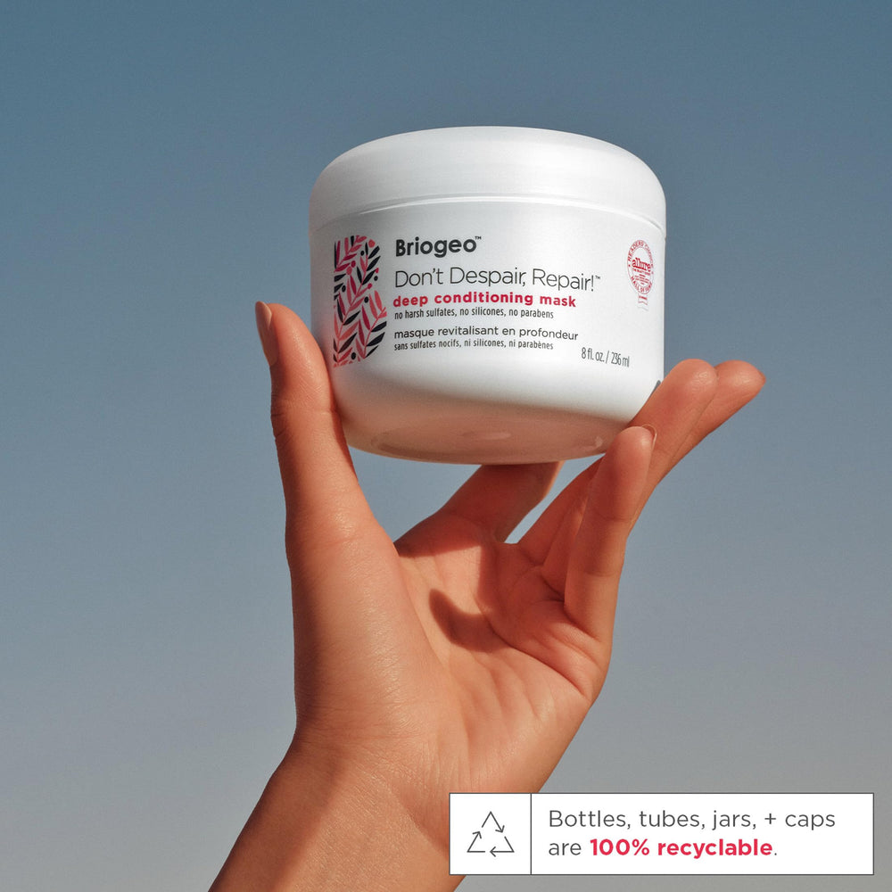 Briogeo Don't Despair, Repair! hair being coated with deep conditioning treatment.