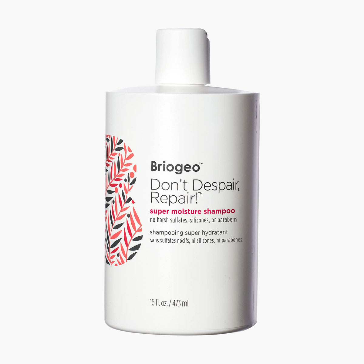 Briogeo Don't Despair, Repair! shampoo bottle delivers moisture for dry hair.