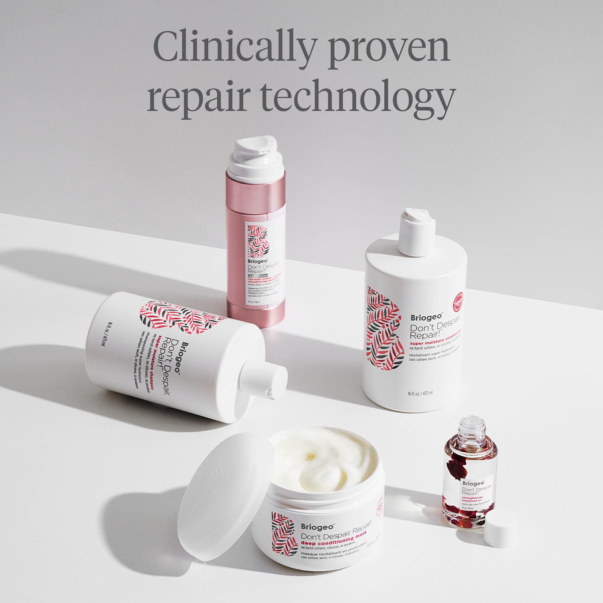 Rosehip oil helps lock in moisture in Briogeo Don't Despair, Repair! formula.