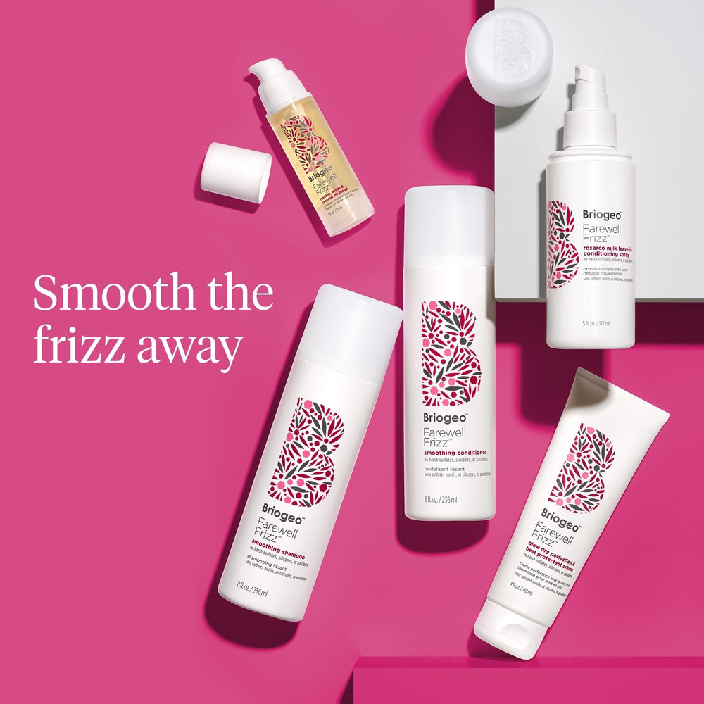 Briogeo Farewell Frizz packaging box communicates vegan cruelty-free ethos.
