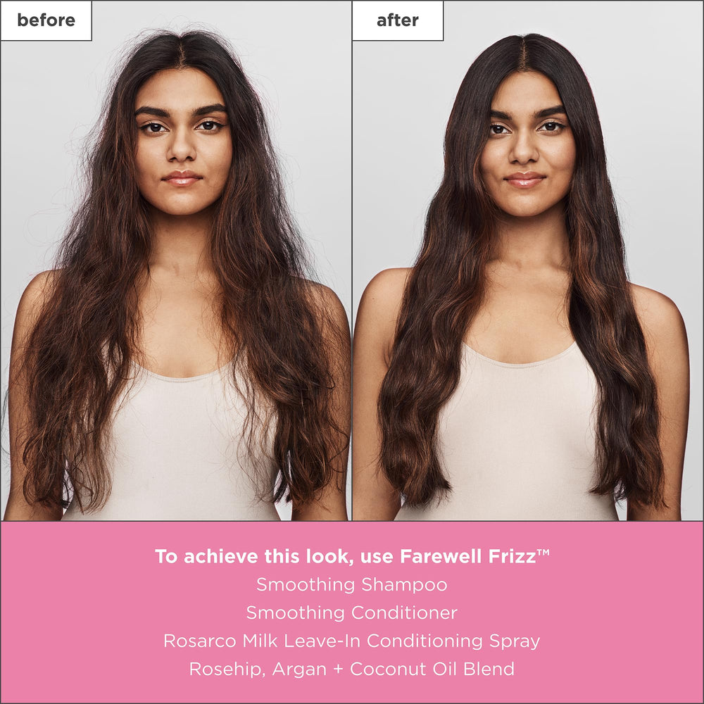 Briogeo Farewell Frizz hair texture close-up shows smooth, hydrated strands.