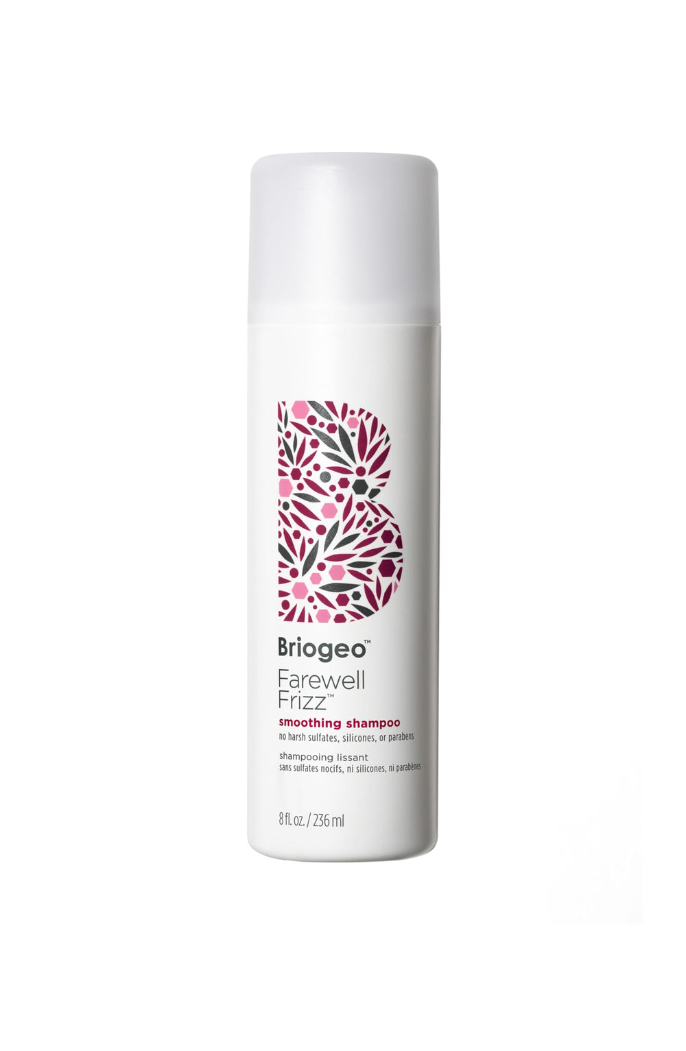 Briogeo Farewell Frizz Shampoo bottle for frizz-control cleansing and smooth results.