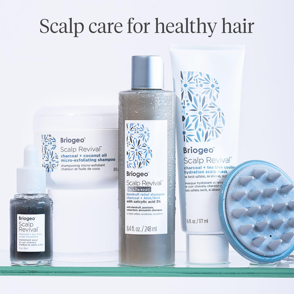 Briogeo Scalp Revival application spread for even hydration.