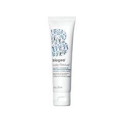 Briogeo Scalp Revival bottle close-up shows detoxifying charcoal formula for a refreshed scalp