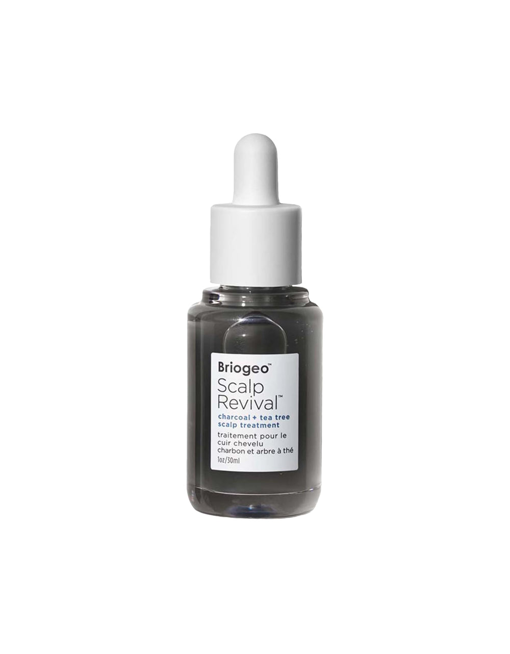 Briogeo Scalp Revival bottle pours, showcasing quick-absorbing hydration.