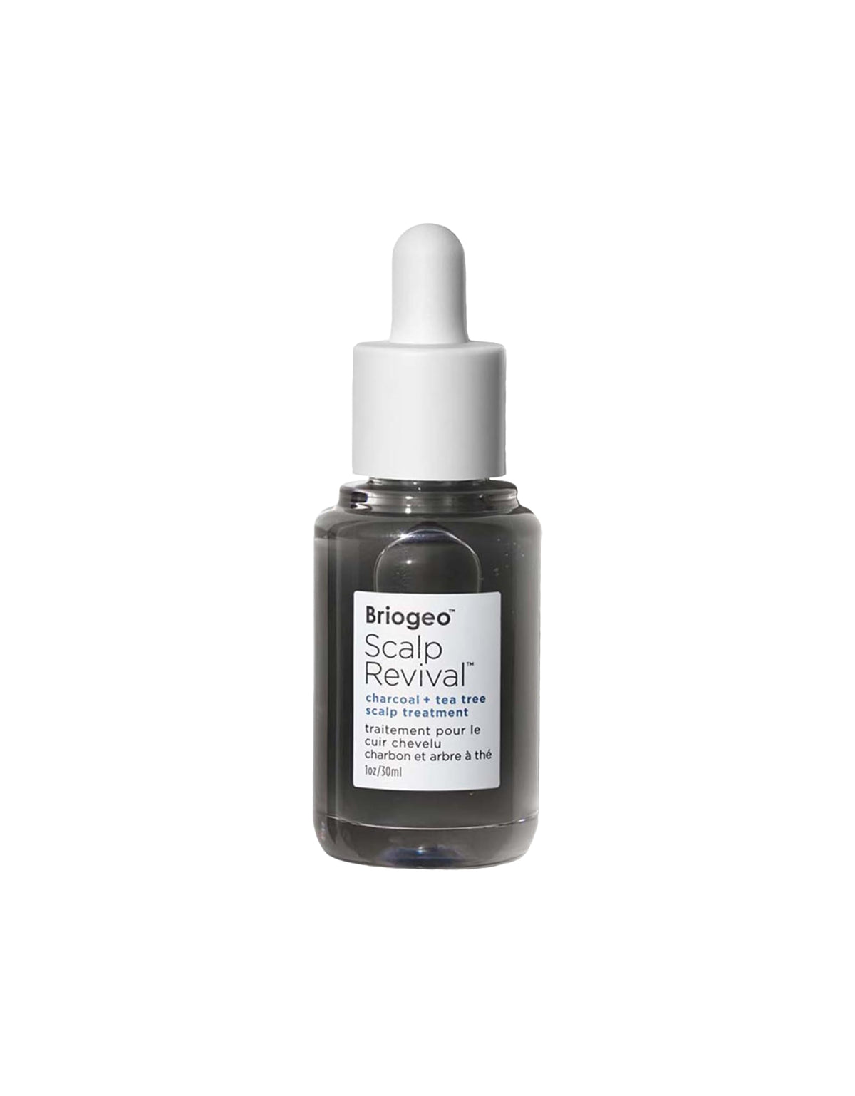 Briogeo Scalp Revival bottle pours, showcasing quick-absorbing hydration.