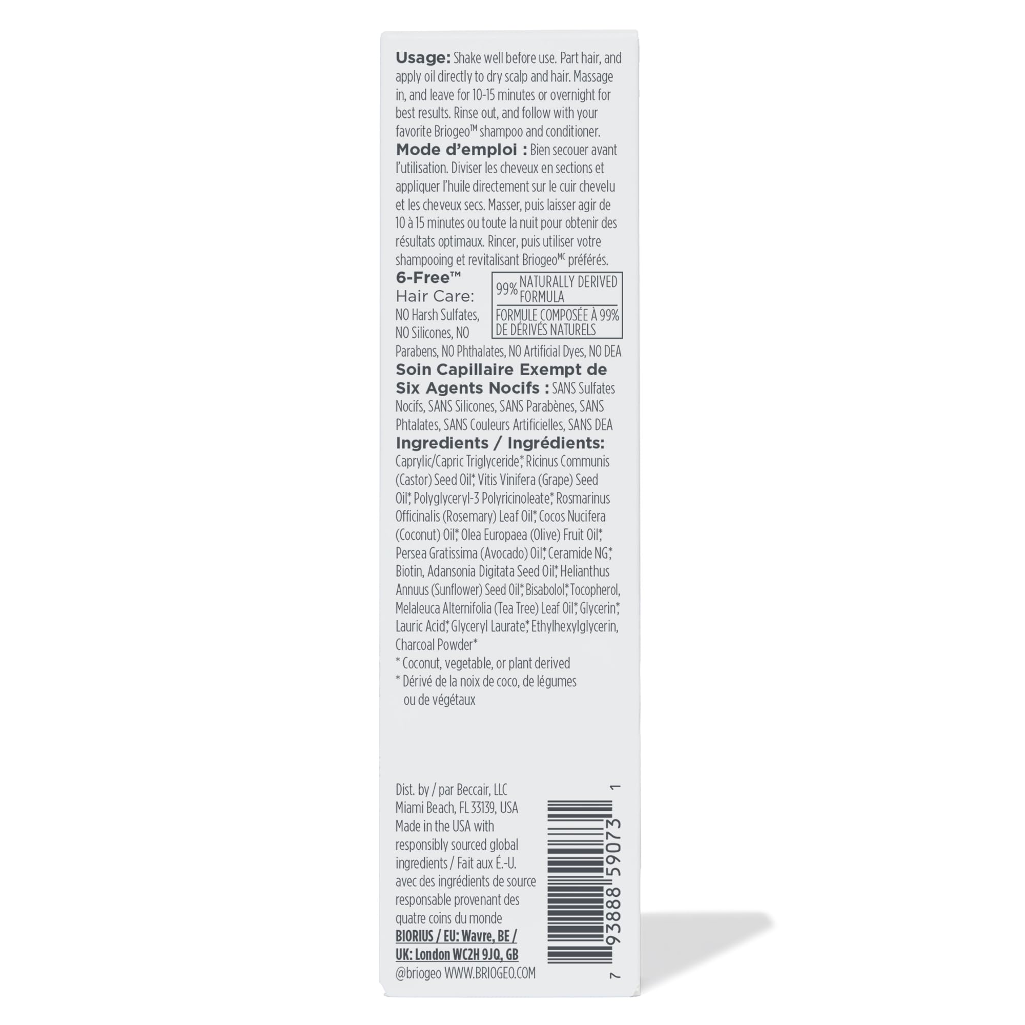 Briogeo vegan cruelty-free packaging and labeling on product