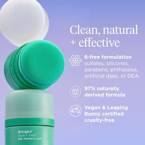 Briogeo Style & Treat Dry Shampoo Puff natural-looking luster on hair.