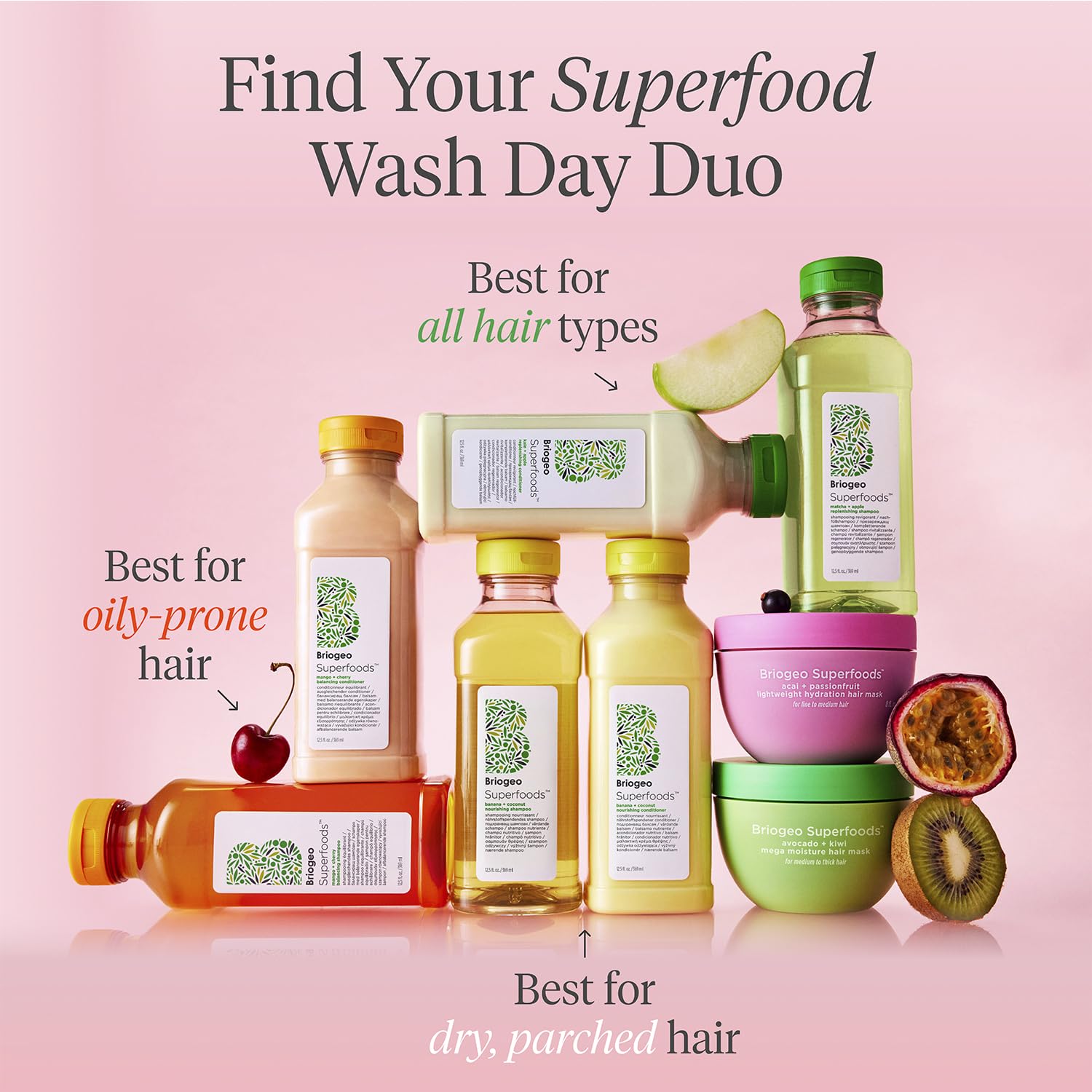 Briogeo Superfoods Acai + Passionfruit mask hair sample demonstrates softness.