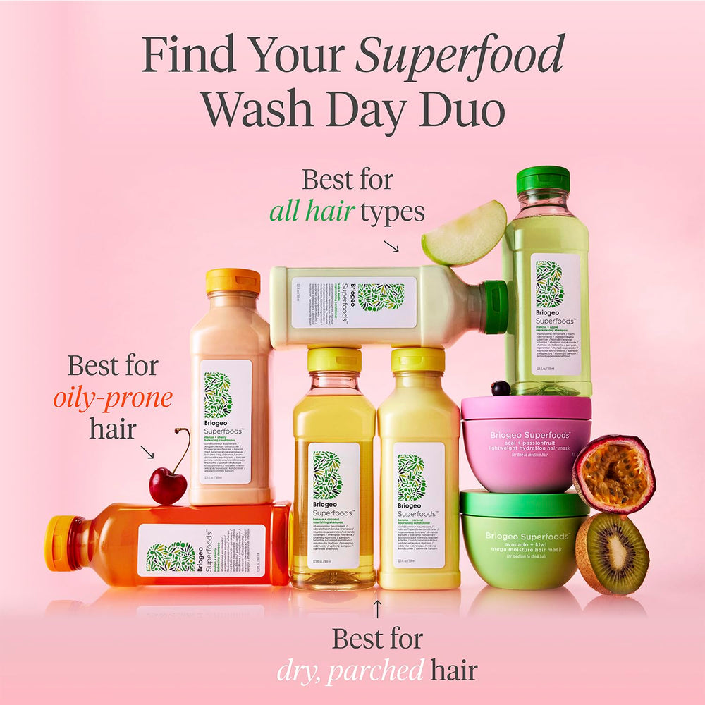 Briogeo Superfoods Acai + Passionfruit mask hair sample demonstrates softness.