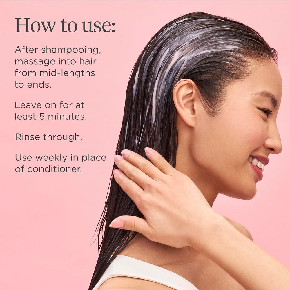 Briogeo Superfoods Acai + Passionfruit mask on damp hair reveals added shine.