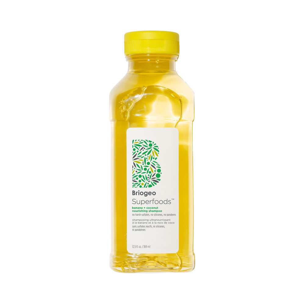 Briogeo Superfoods Banana Coconut Nourishing Shampoo bottle ready for daily moisture.