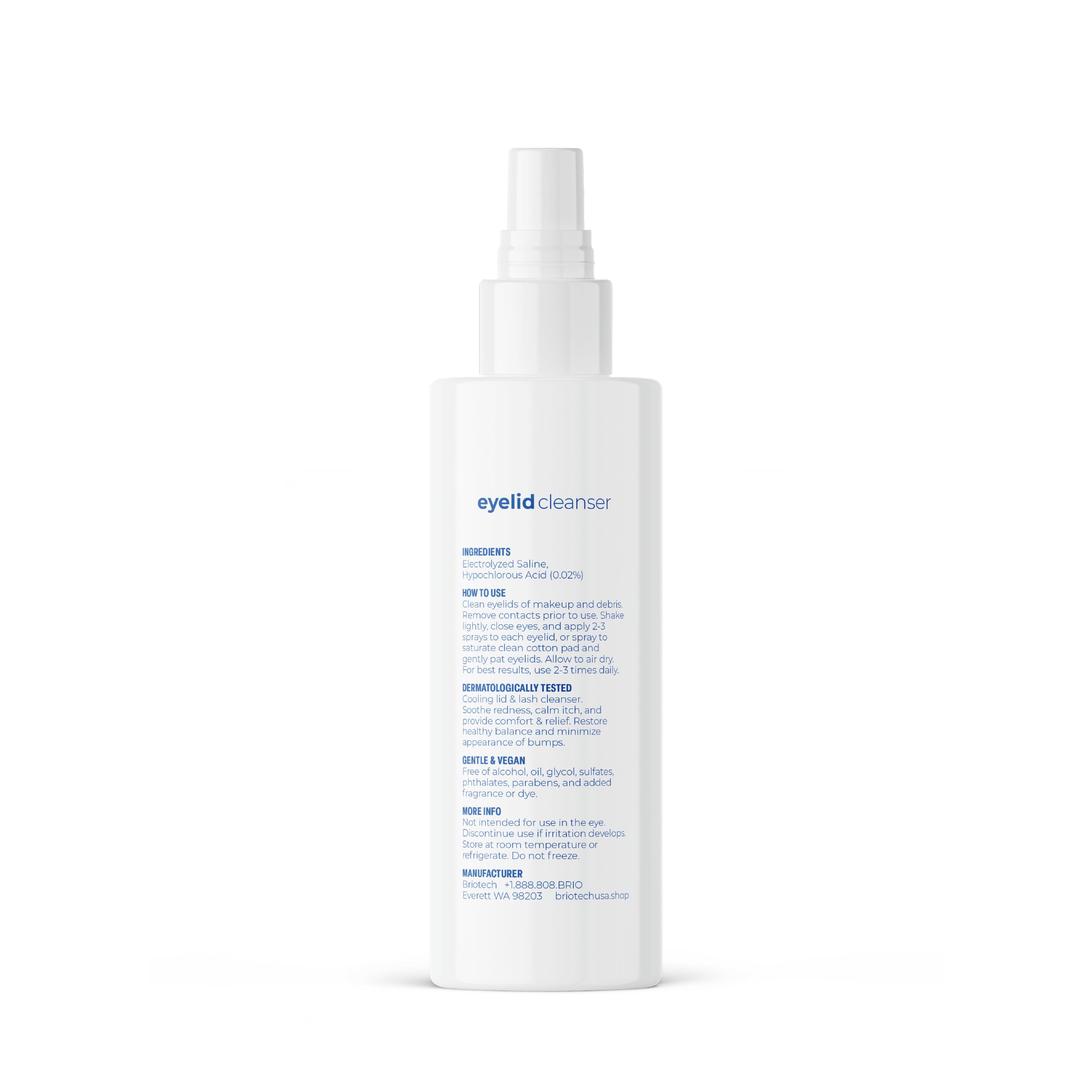 BRIOTECH Eyelid Cleanser compact travel bottle ready for trips