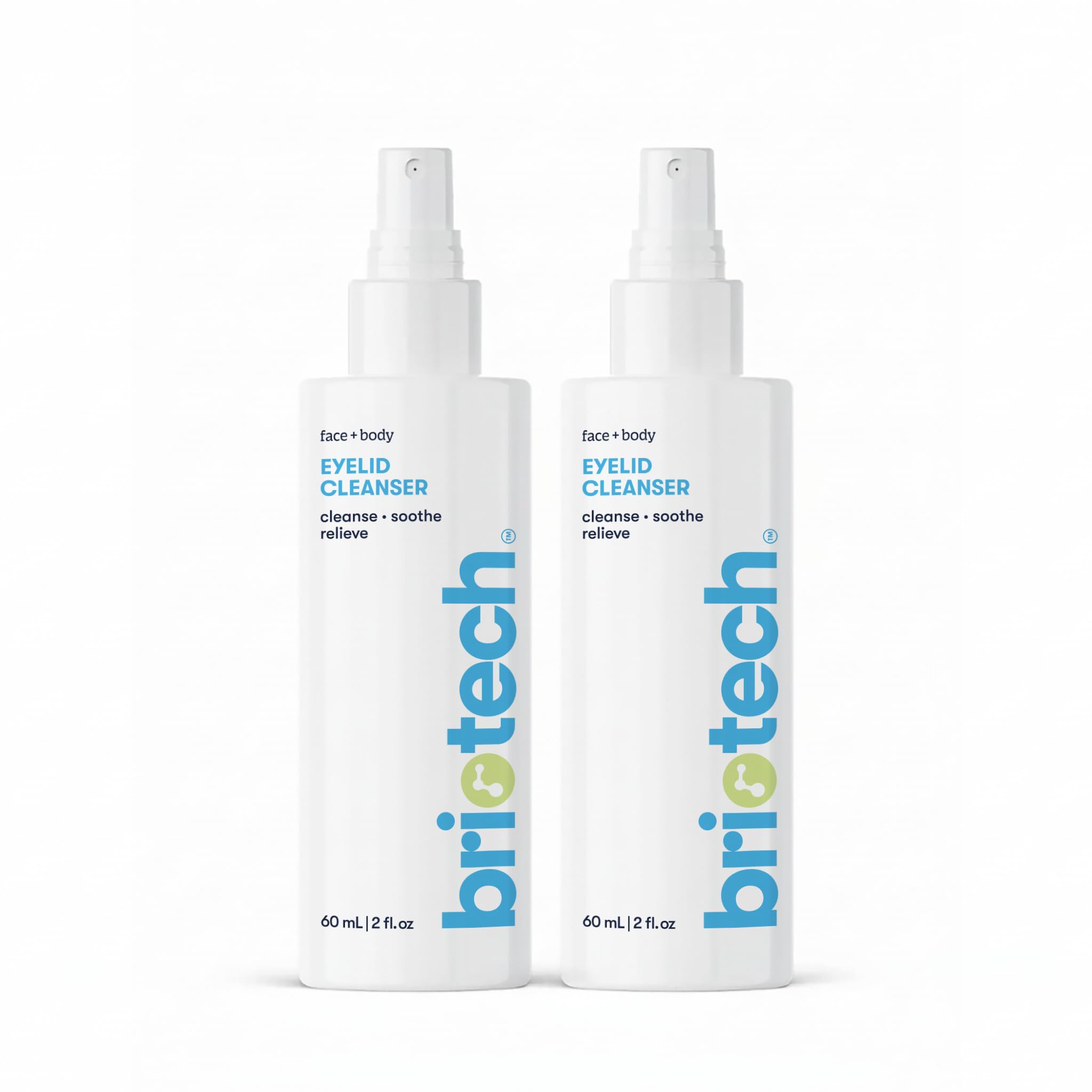 BRIOTECH Eyelid Cleanser bottle-front for gentle daily eyelid care.