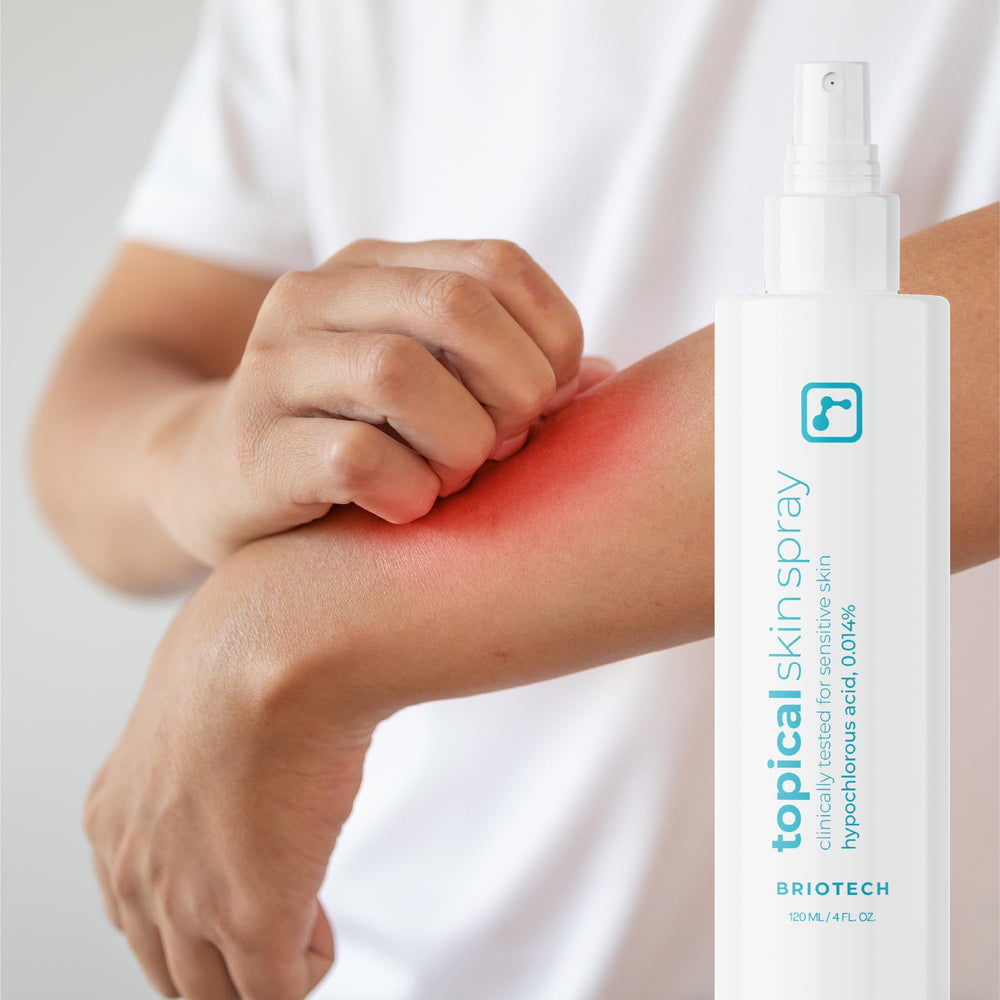 BRIOTECH foot and scalp care usage scene demonstrating versatile application.