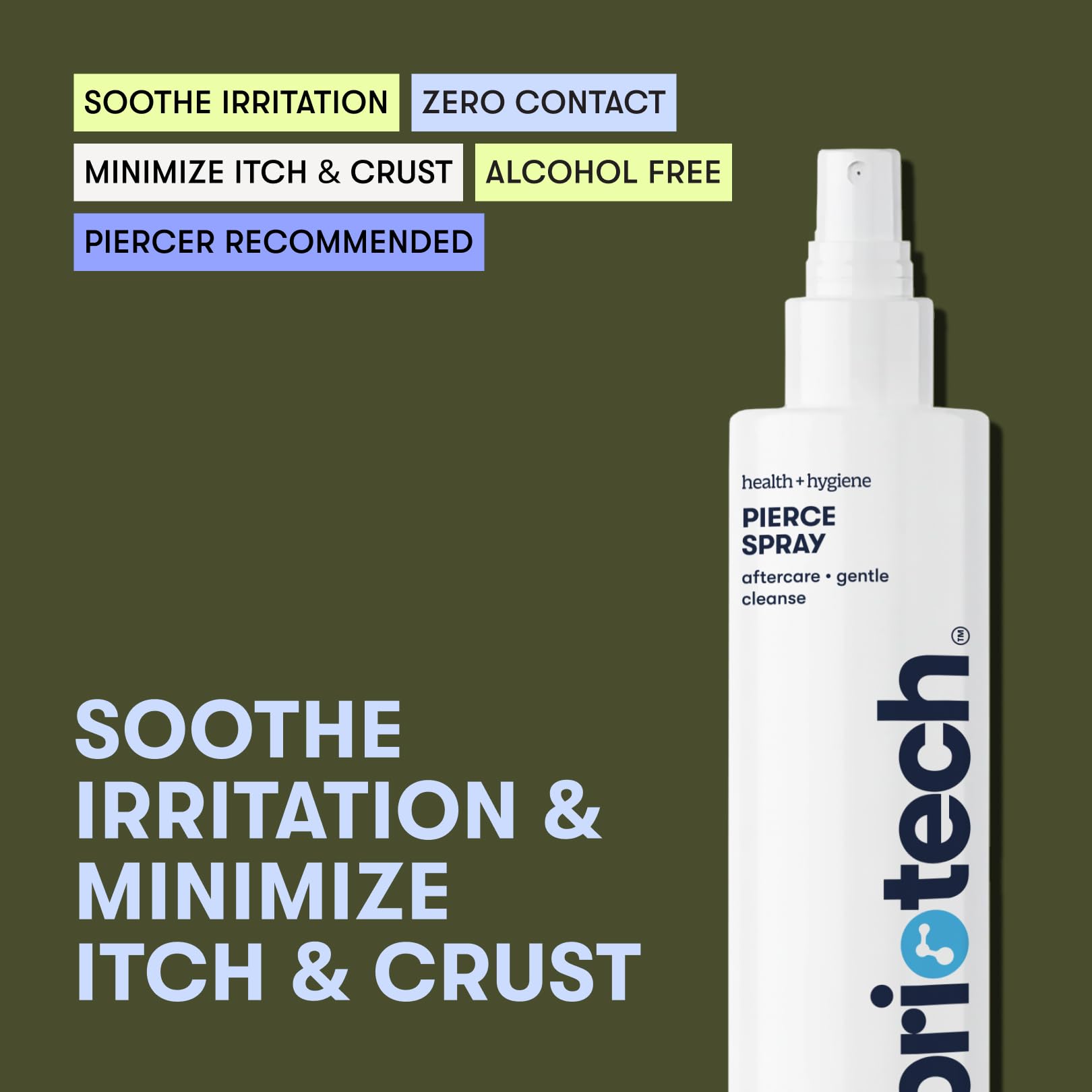 BRIOTECH Pierce Spray pump dispensing 1-2 pumps onto a sterile swab for targeted use