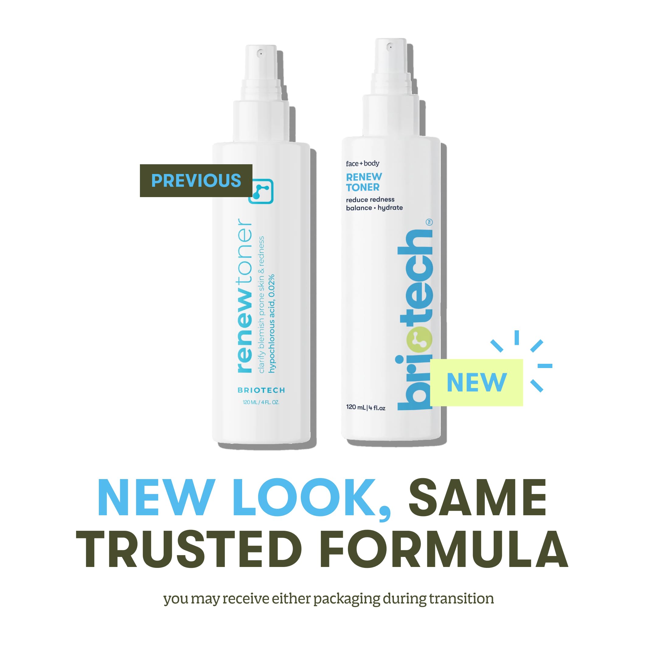 BRIOTECH Renew Toner skin soothing shot supports sensitive skin comfort.