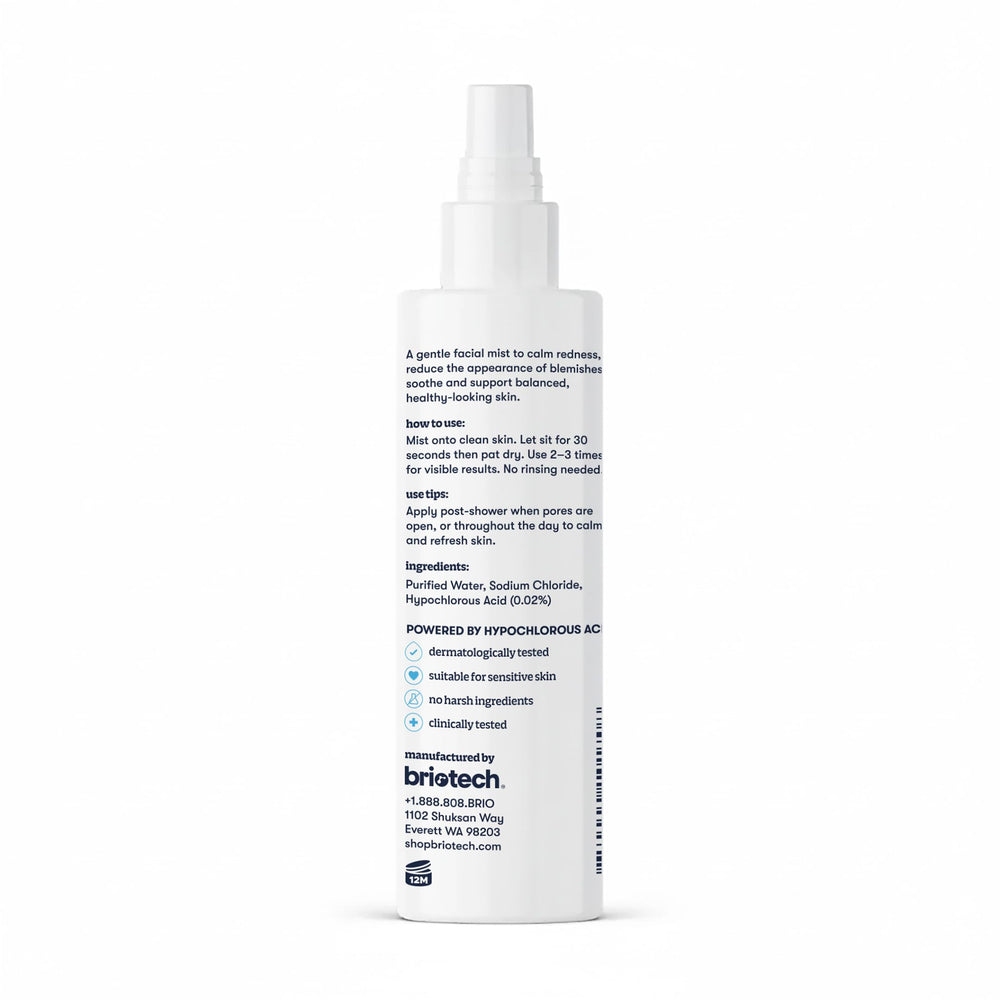 BRIOTECH Renew Toner vegan ingredients label communicates clean, cruelty-free care.