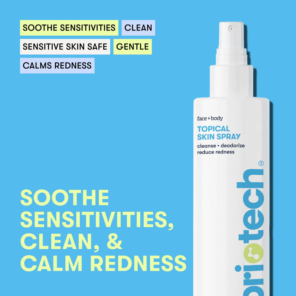 BRIOTECH Topical Skin Spray back label highlights additive-free formula for sensitive skin.