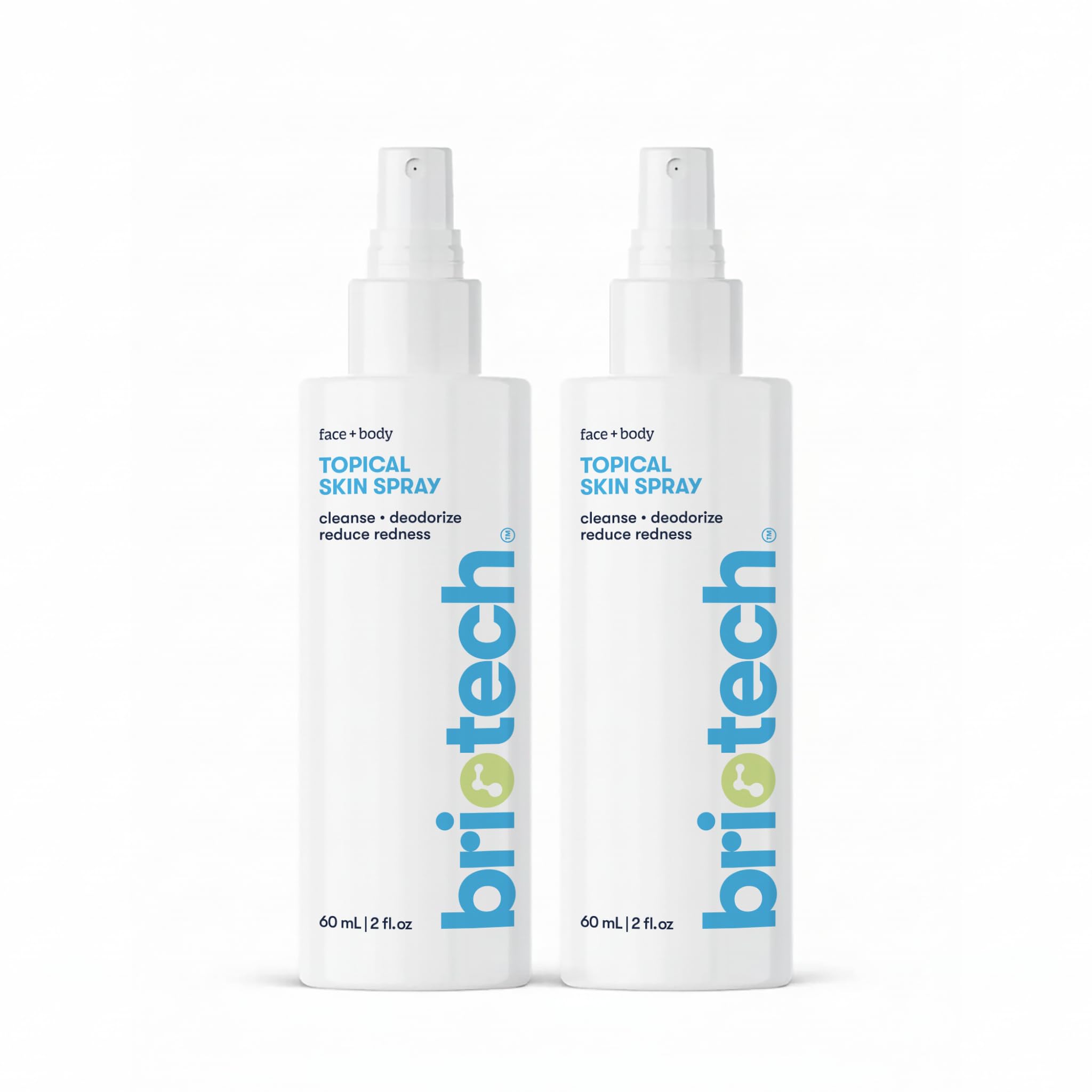 BRIOTECH Topical Skin Spray front view bottle, travel-friendly 2 oz size for on-the-go skincare.
