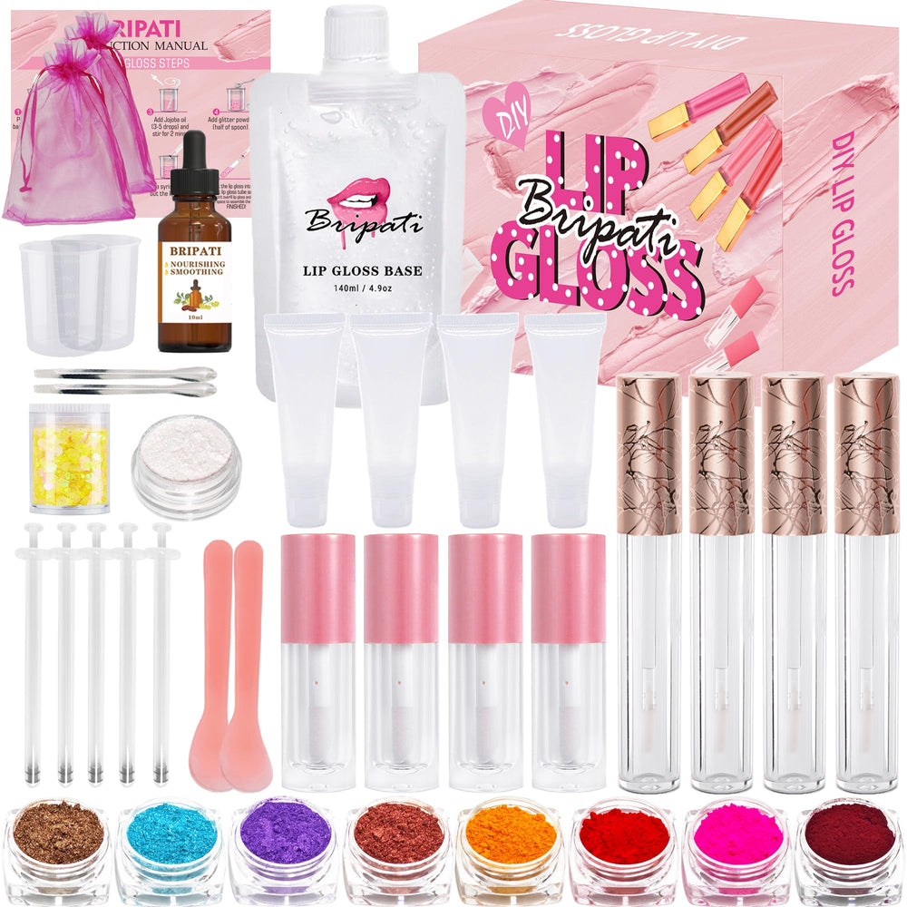 BRIPATI diy lip gloss kit cover illustrating a complete at-home makeup crafting set for creativity.
