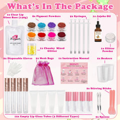 BRIPATI diy lip gloss kit unboxed highlighting everything included for creative lip gloss making.