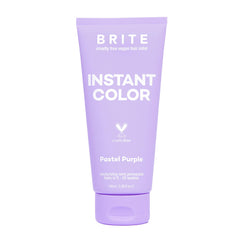 BRITE vegan instant color pastel purple bottle close-up highlights gentle, long-lasting color.