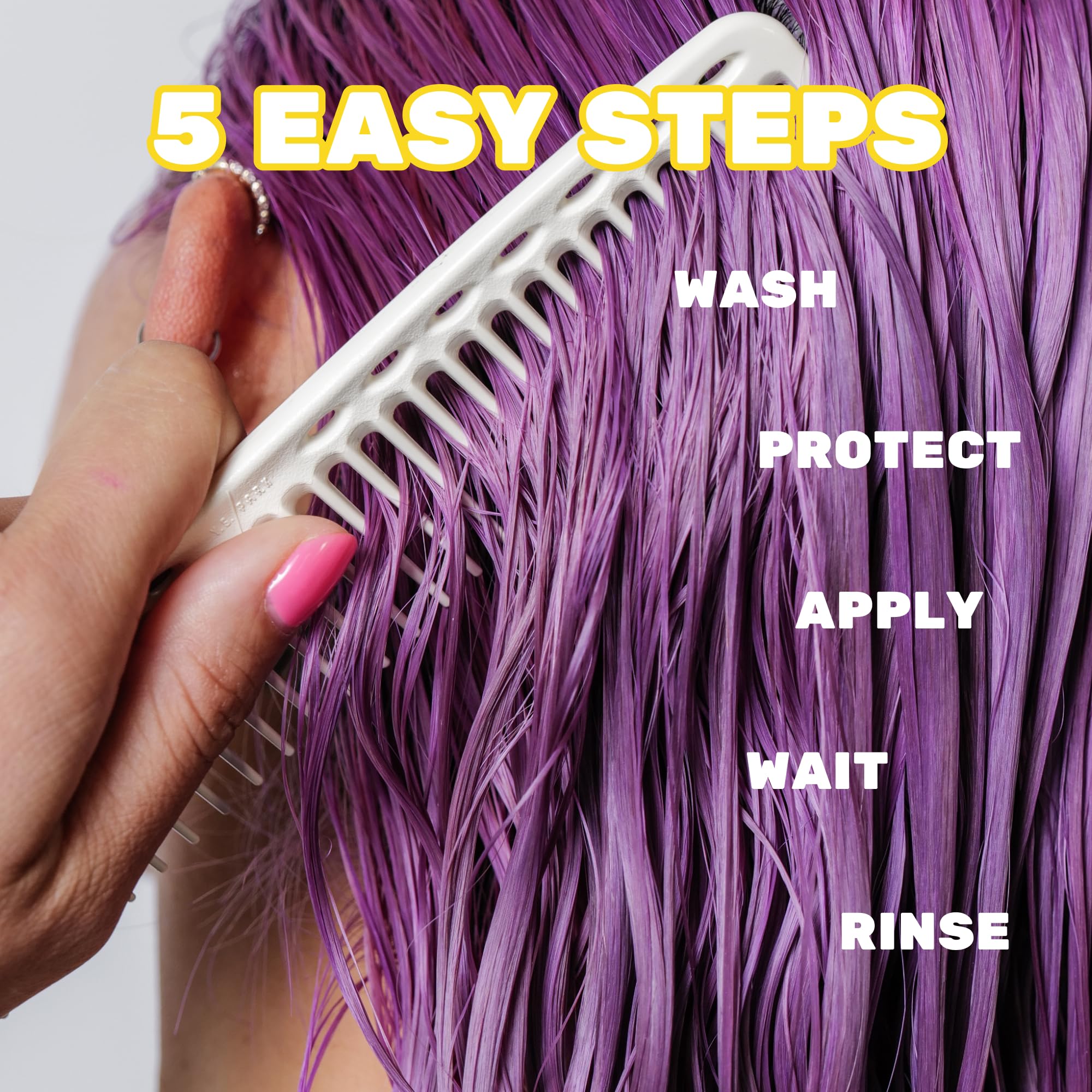 BRITE vegan formula on hair emphasizes nourishing, non-damaging color for sensitive skin.