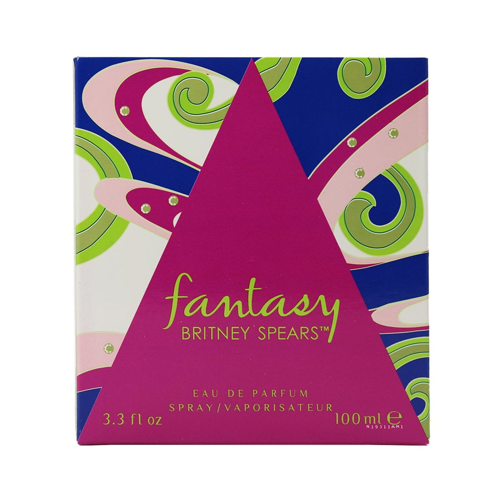 Britney Spears Fantasy bottle closeup highlights a sparkling fruity-floral scent for everyday wear.