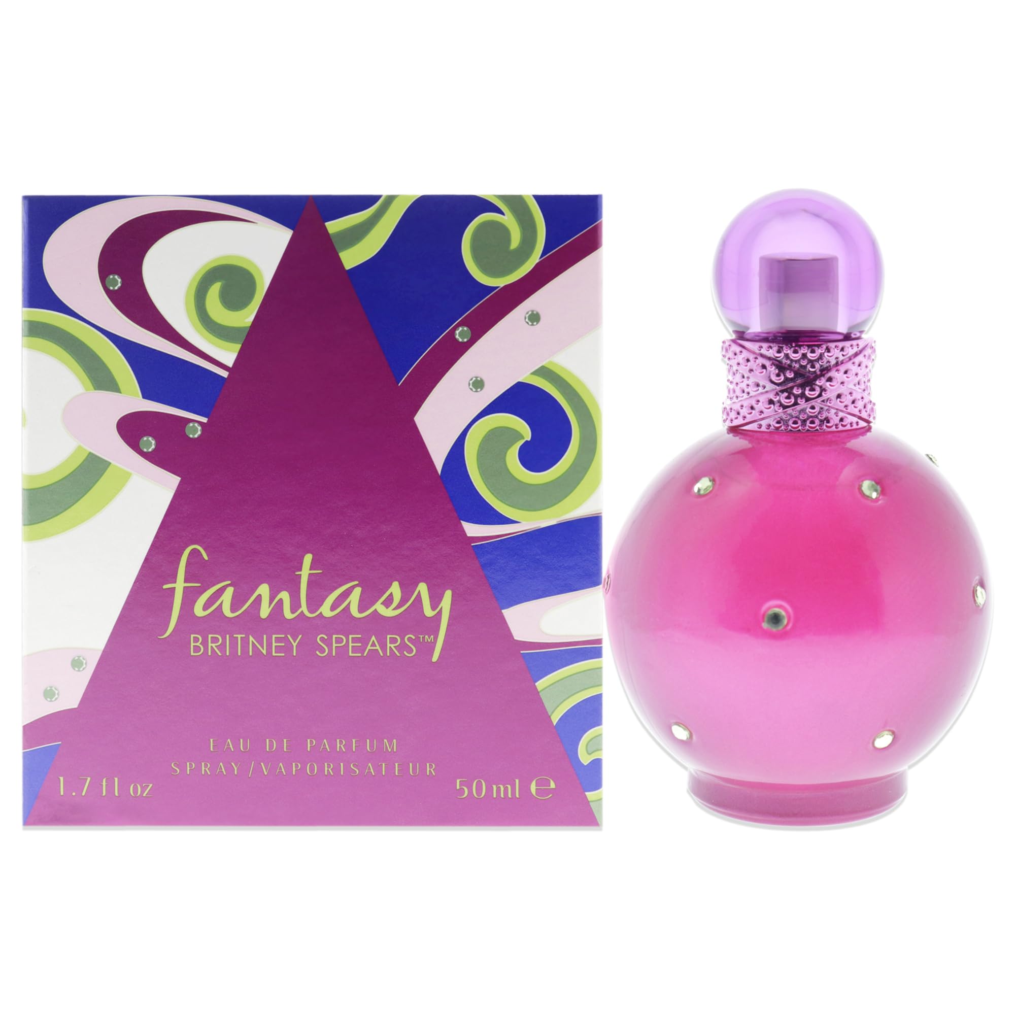 Britney Spears Fantasy eau de parfum bottle glowing pink for day to evening allure