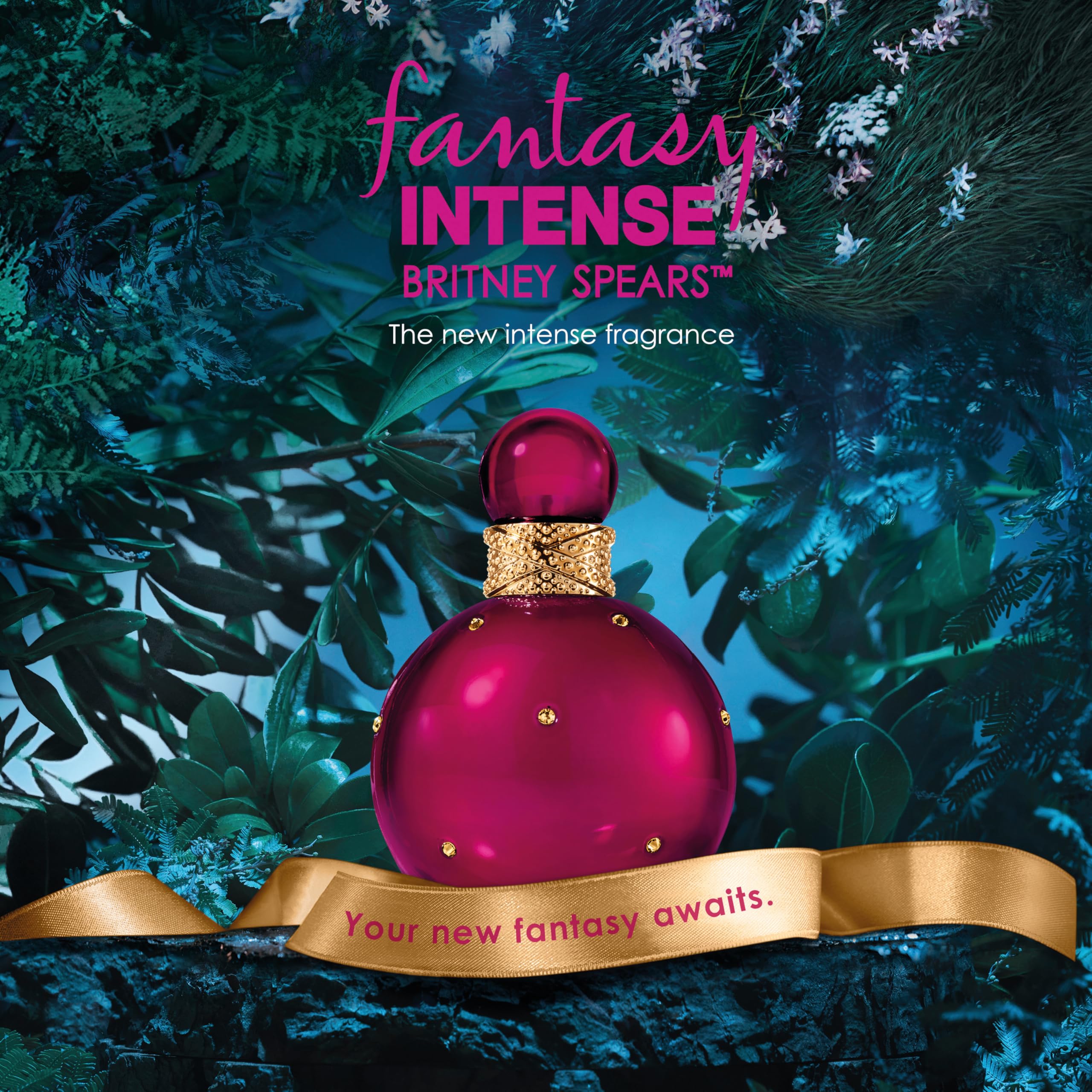Britney Spears Fantasy Intense white chocolate orchid jasmine petals closeup signals decadent floral heart.